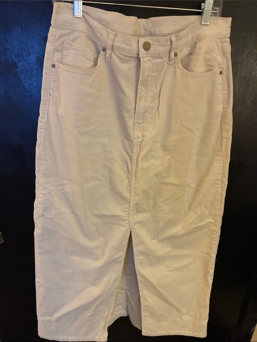 a.n.a Light Cream Corduroy Maxi Skirt with Front Slit